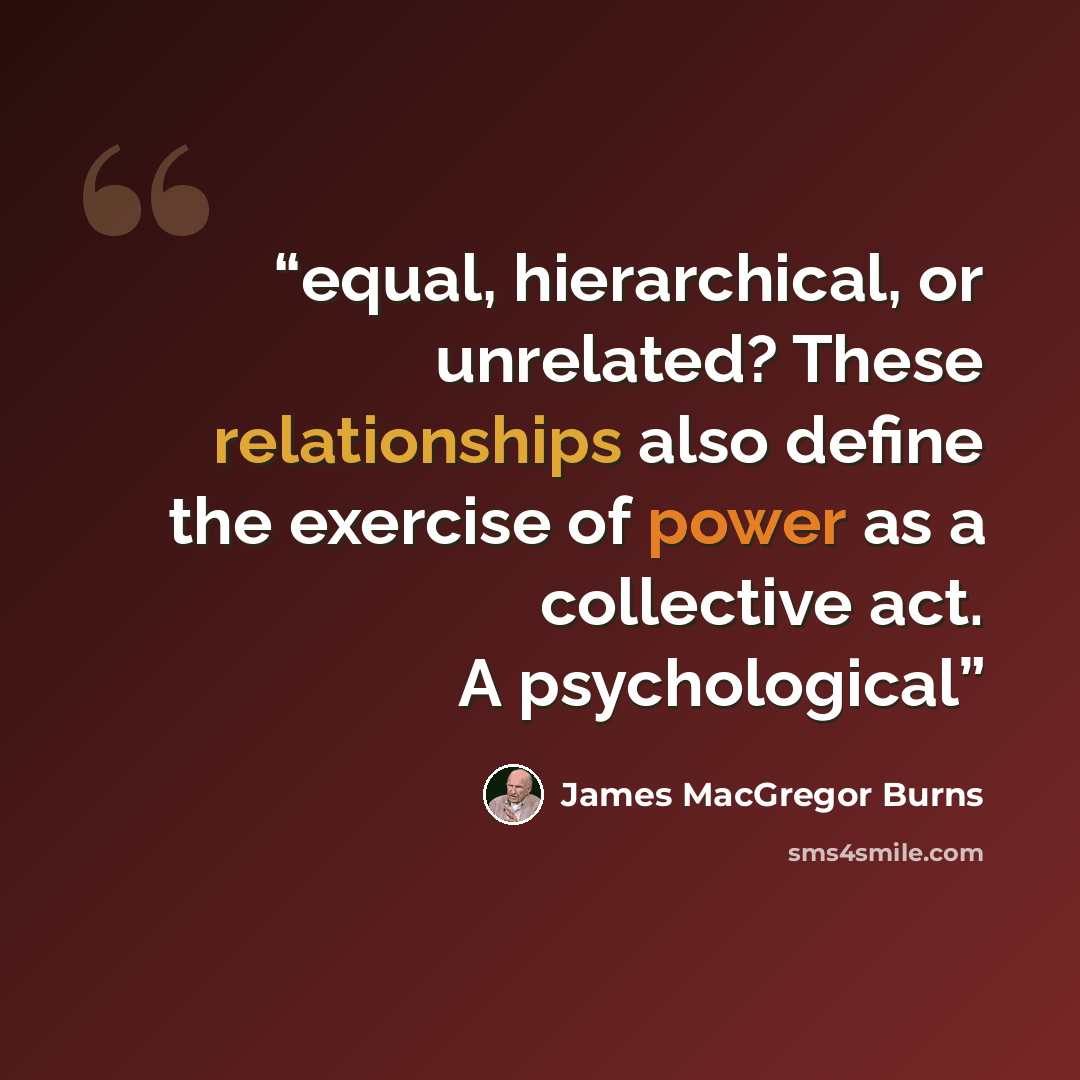 “equal, hierarchical, or unrelated? These relationships also define the exercise of power as a collective act. A psychological” quote by James MacGregor Burns