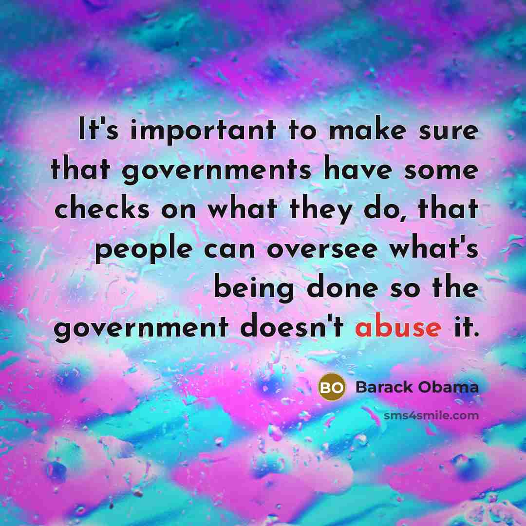 “It's important to make sure that governments have some checks on what they do, that people can oversee what's being done so the government doesn't abuse it.” quote by Barack Obama