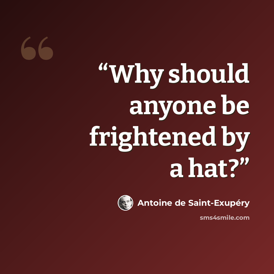 “Why should anyone be frightened by a hat?” quote by Antoine de Saint-Exupéry