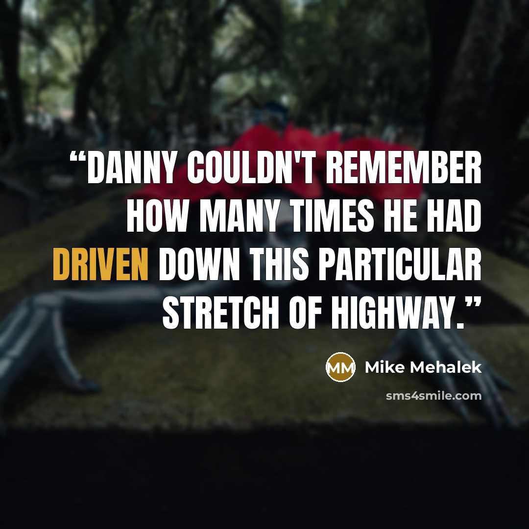 “Danny couldn't remember how many times he had driven down this particular stretch of highway.” quote by Mike Mehalek