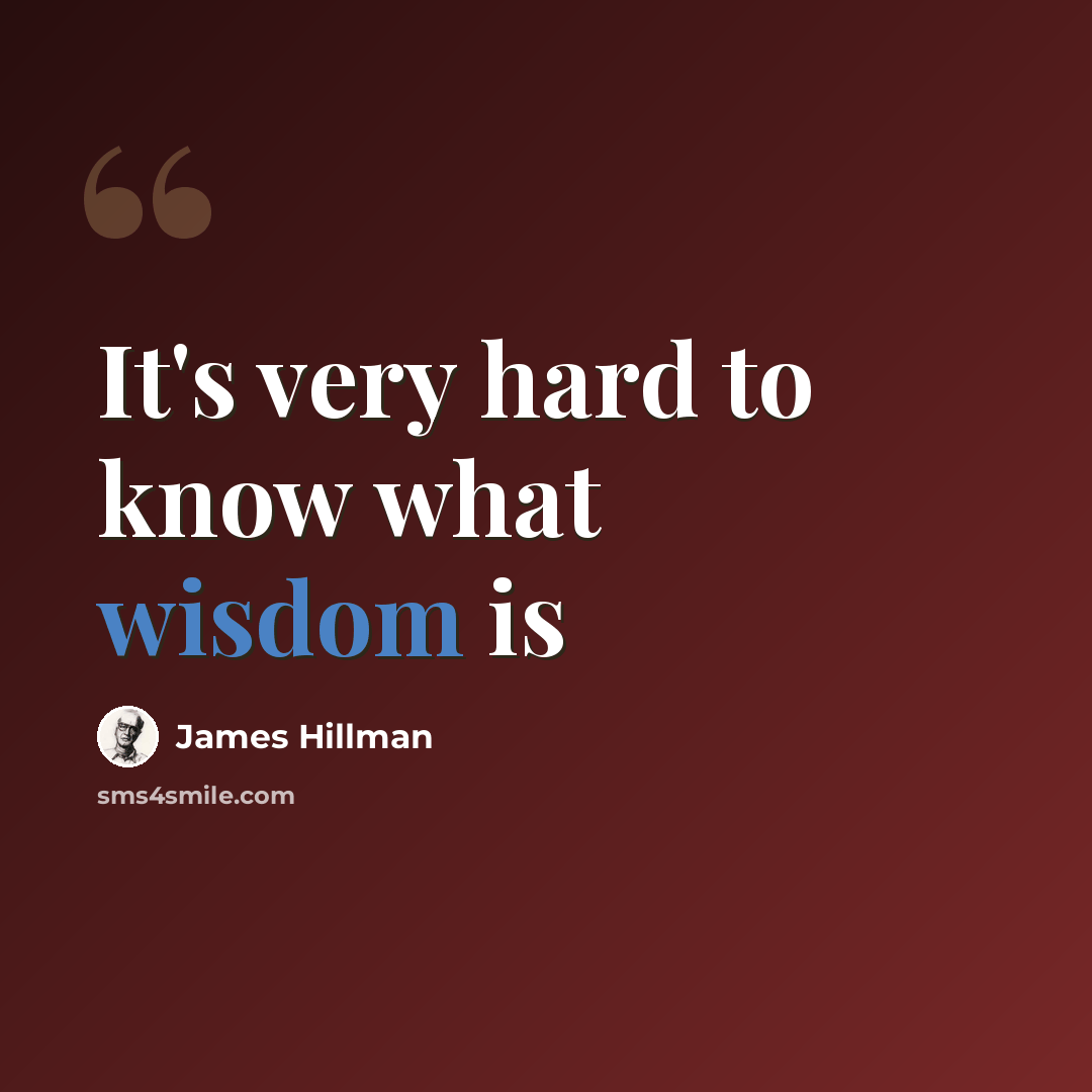 “It's very hard to know what wisdom is” quote by James Hillman