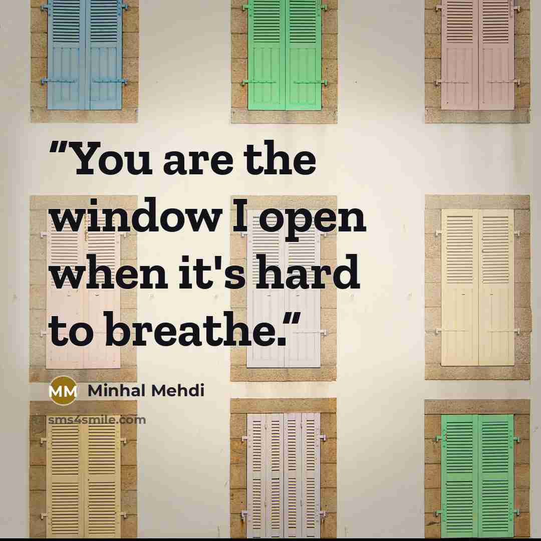 “You are the window I open when it's hard to breathe.” quote by Minhal Mehdi