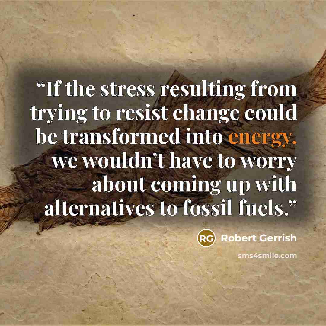 “If the stress resulting from trying to resist change could be transformed into energy, we wouldn’t have to worry about coming up with alternatives to fossil fuels.” quote by Robert Gerrish