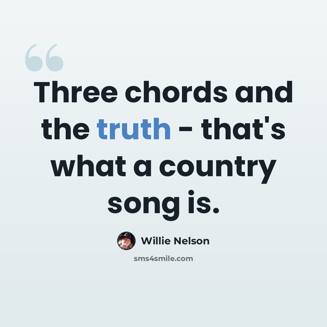 “Three chords and the truth - that's what a country song is.” quote by Willie Nelson