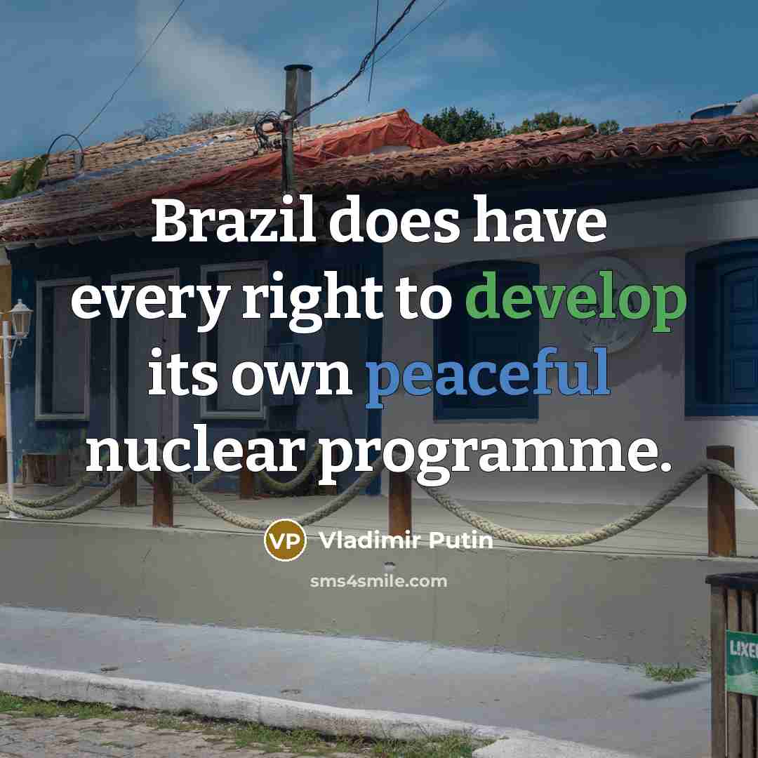“Brazil does have every right to develop its own peaceful nuclear programme.” quote by Vladimir Putin