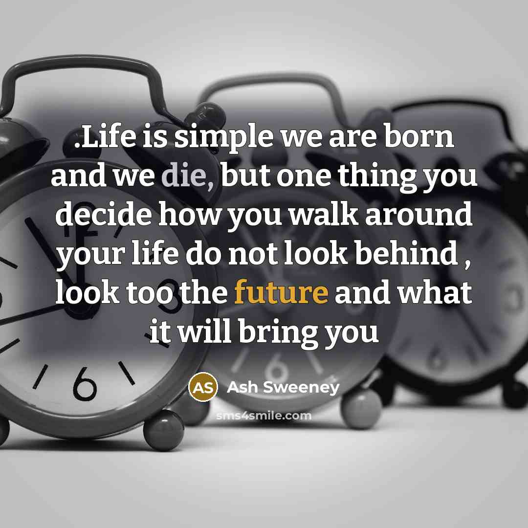 “.Life is simple we are born and we die, but one thing you decide how you walk around your life do not look behind , look too the future and what it will bring you” quote by Ash Sweeney