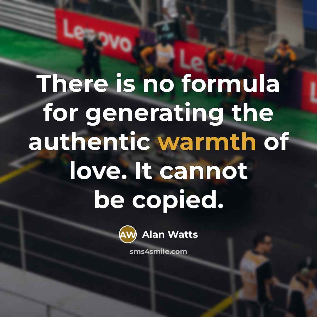 “There is no formula for generating the authentic warmth of love. It cannot be copied.” quote by Alan Watts