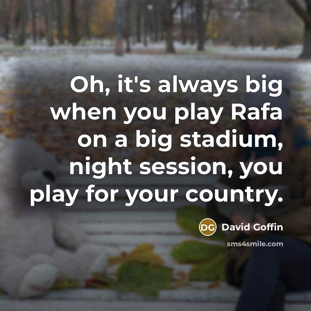 “Oh, it's always big when you play Rafa on a big stadium, night session, you play for your country.” quote by David Goffin