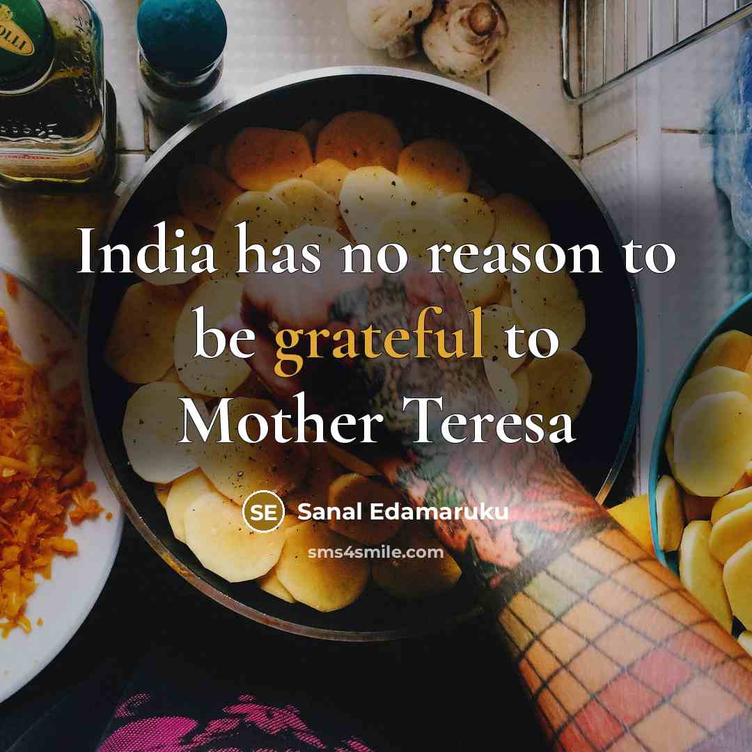 “India has no reason to be grateful to Mother Teresa” quote by Sanal Edamaruku
