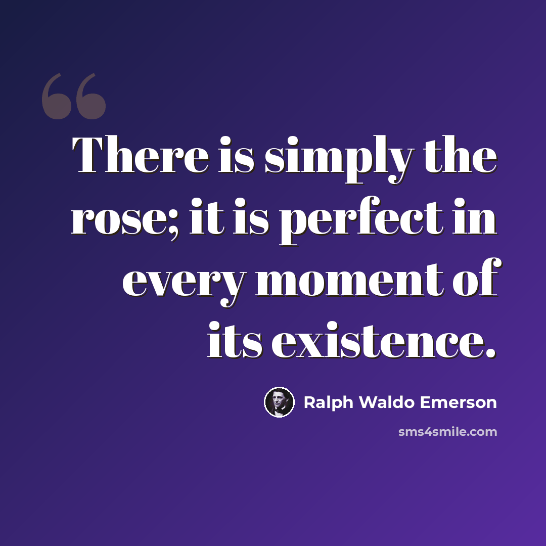 “There is simply the rose; it is perfect in every moment of its existence.” quote by Ralph Waldo Emerson