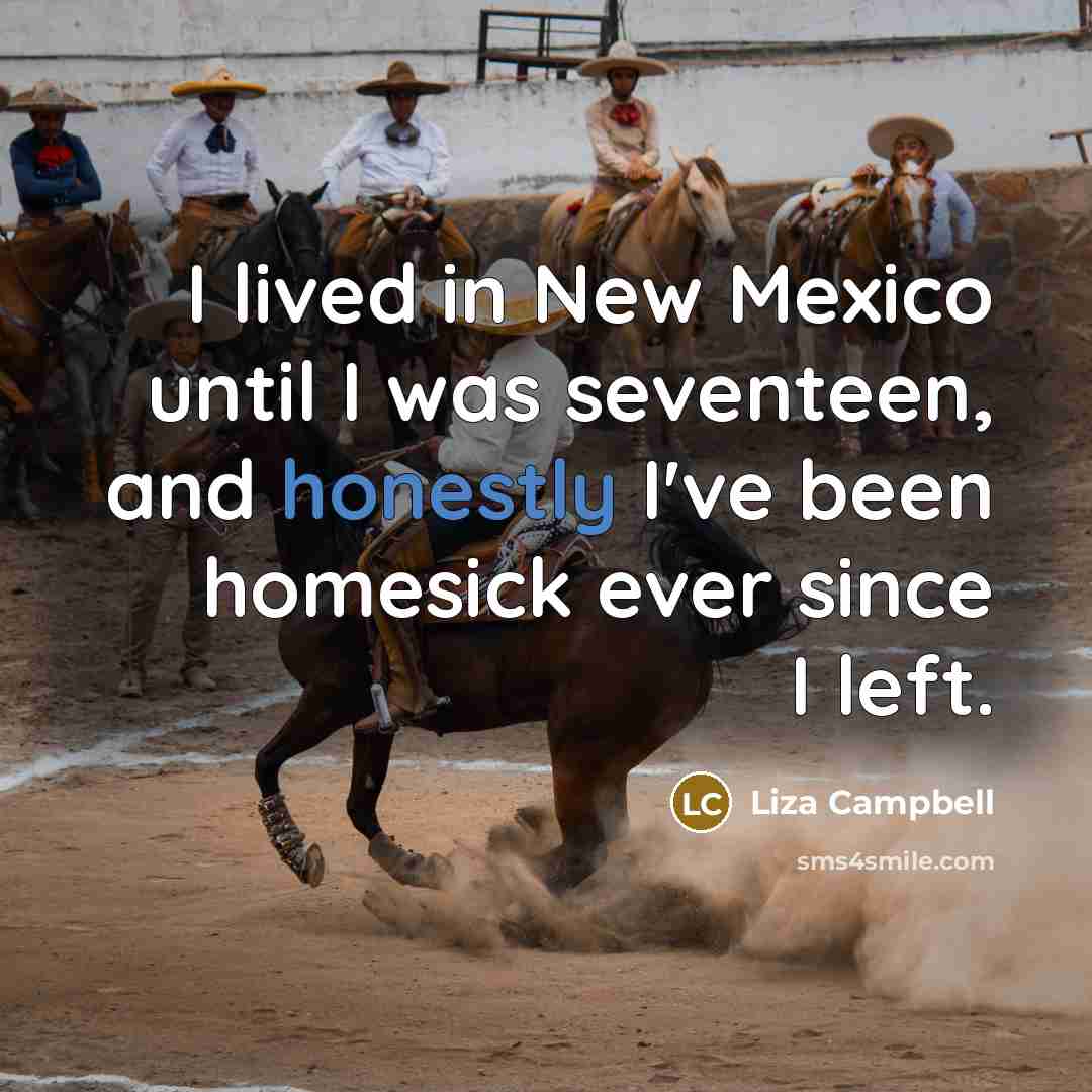 “I lived in New Mexico until I was seventeen, and honestly I've been homesick ever since I left.” quote by Liza Campbell