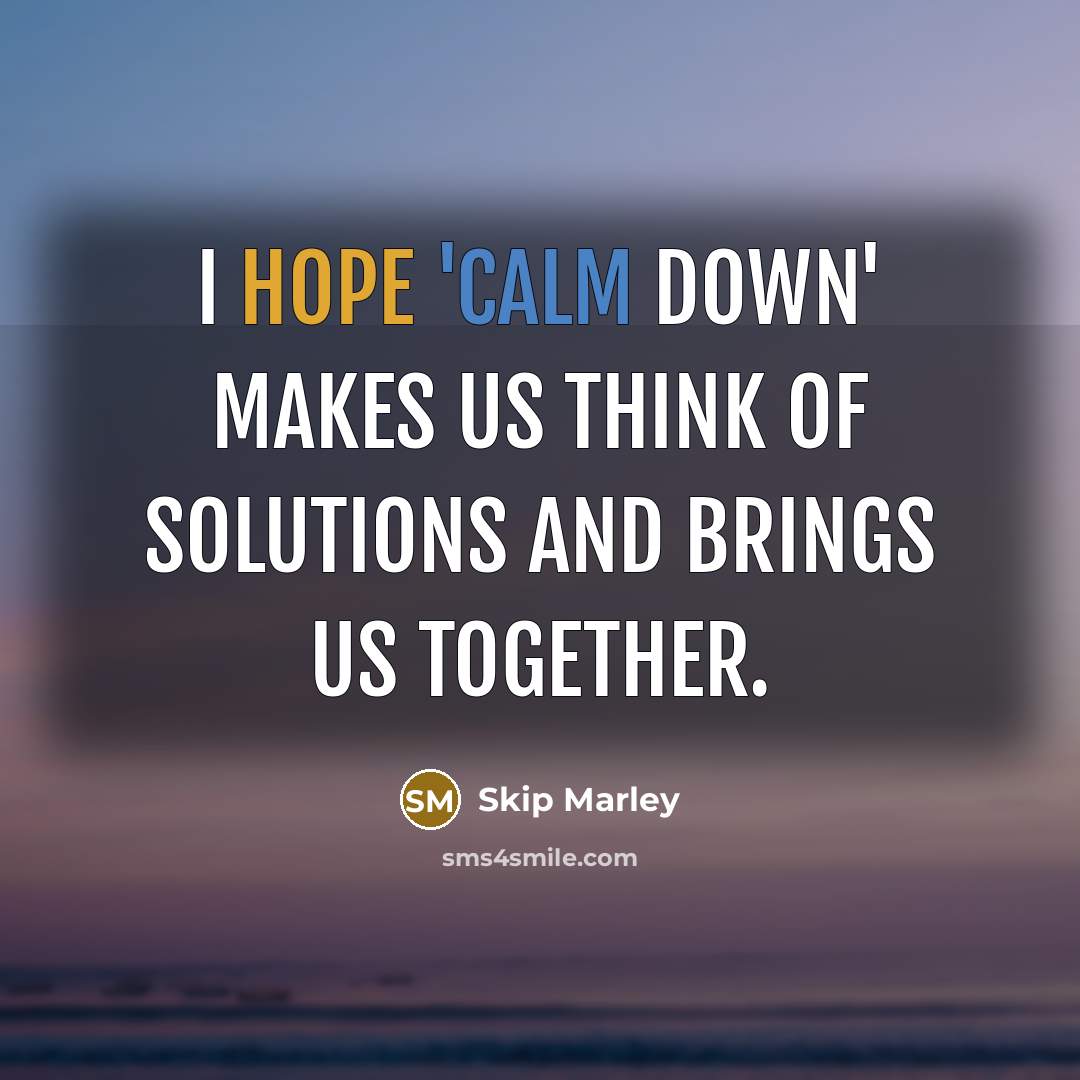 “I hope 'Calm Down' makes us think of solutions and brings us together.” quote by Skip Marley