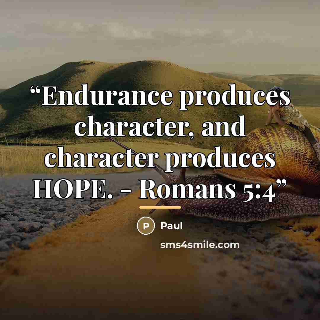 “Endurance produces character, and character produces HOPE. - Romans 5:4” quote by Paul