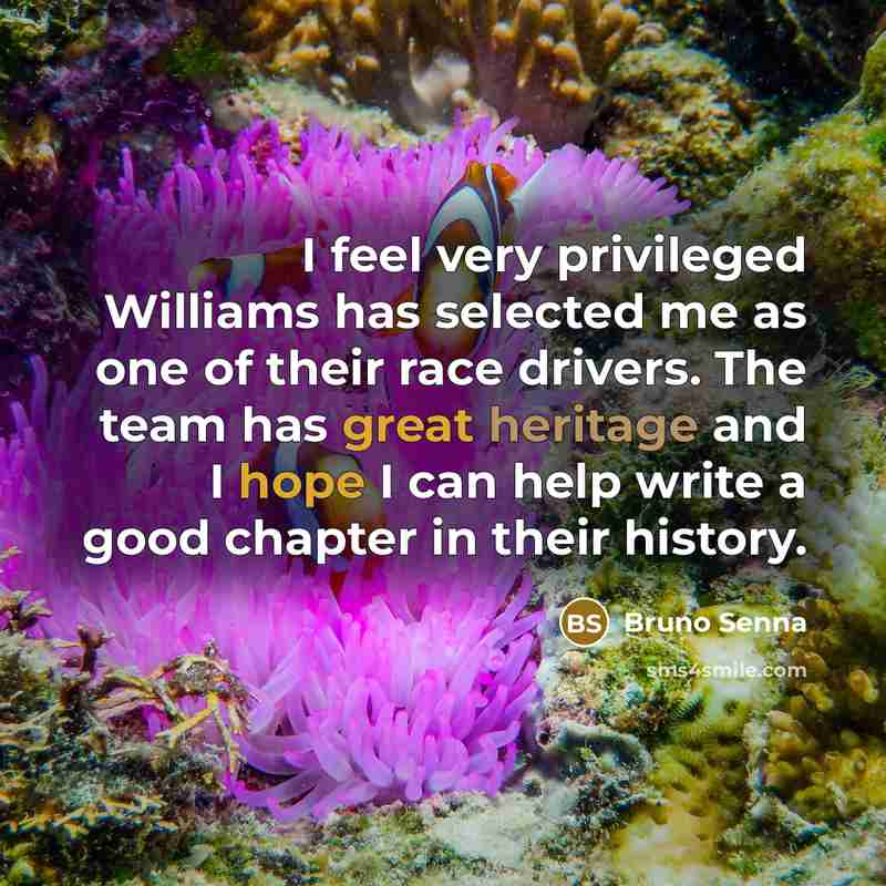 “I feel very privileged Williams has selected me as one of their race drivers. The team has great heritage and I hope I can help write a good chapter in their history.” quote by Bruno Senna