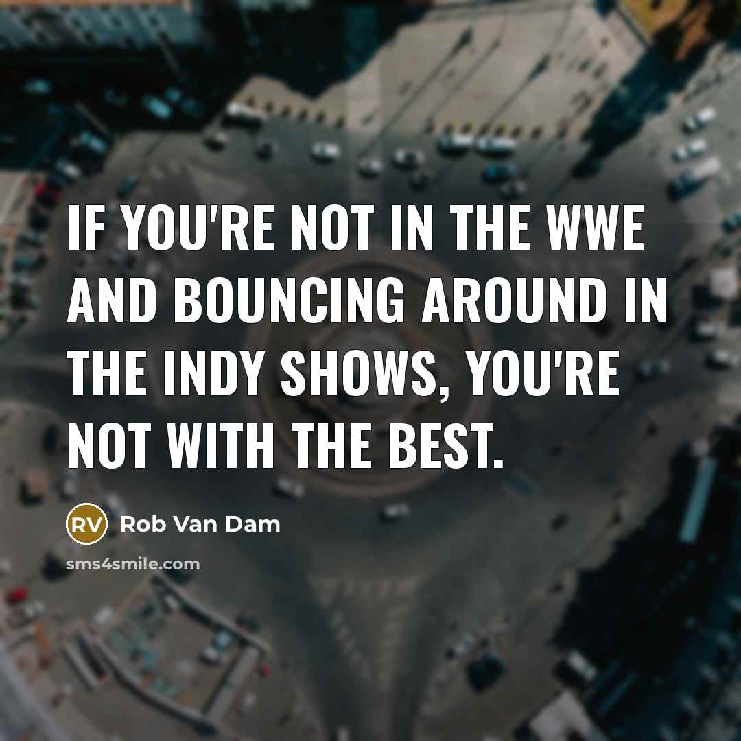 “If you're not in the WWE and bouncing around in the Indy shows, you're not with the best.” quote by Rob Van Dam