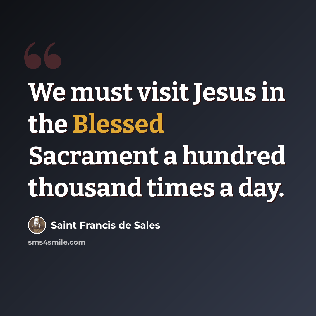 “We must visit Jesus in the Blessed Sacrament a hundred thousand times a day.” quote by Saint Francis de Sales