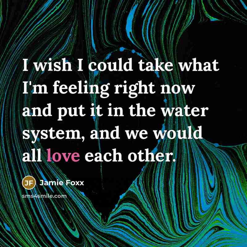 “I wish I could take what I'm feeling right now and put it in the water system, and we would all love each other.” quote by Jamie Foxx