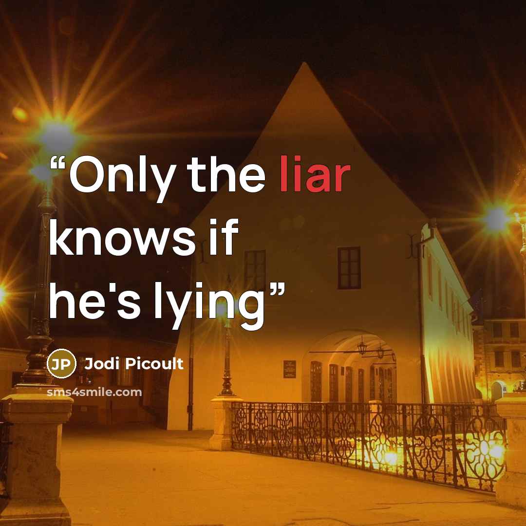 “Only the liar knows if he's lying” quote by Jodi Picoult