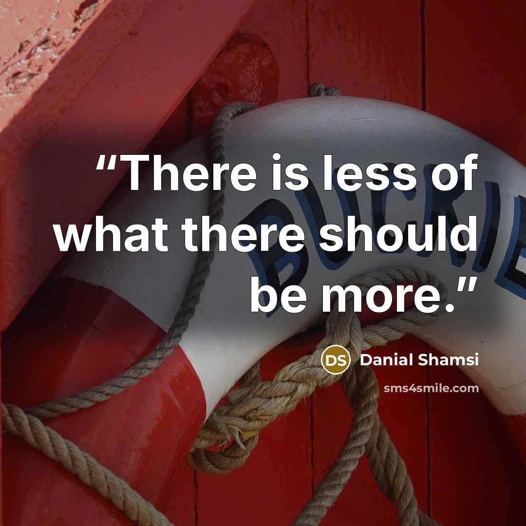 “There is less of what there should be more.” quote by Danial Shamsi