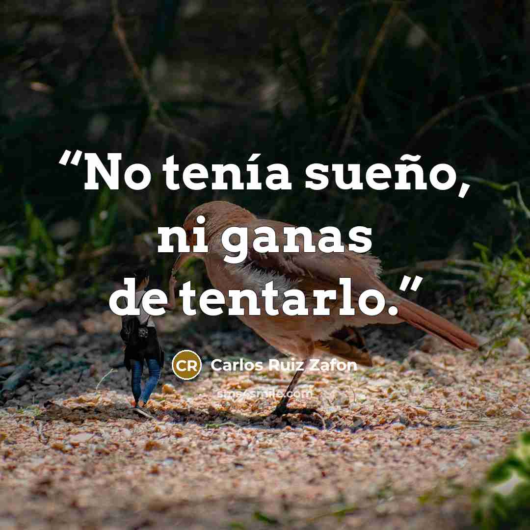 “No tenía sueño, ni ganas de tentarlo.” quote by Carlos Ruiz Zafón