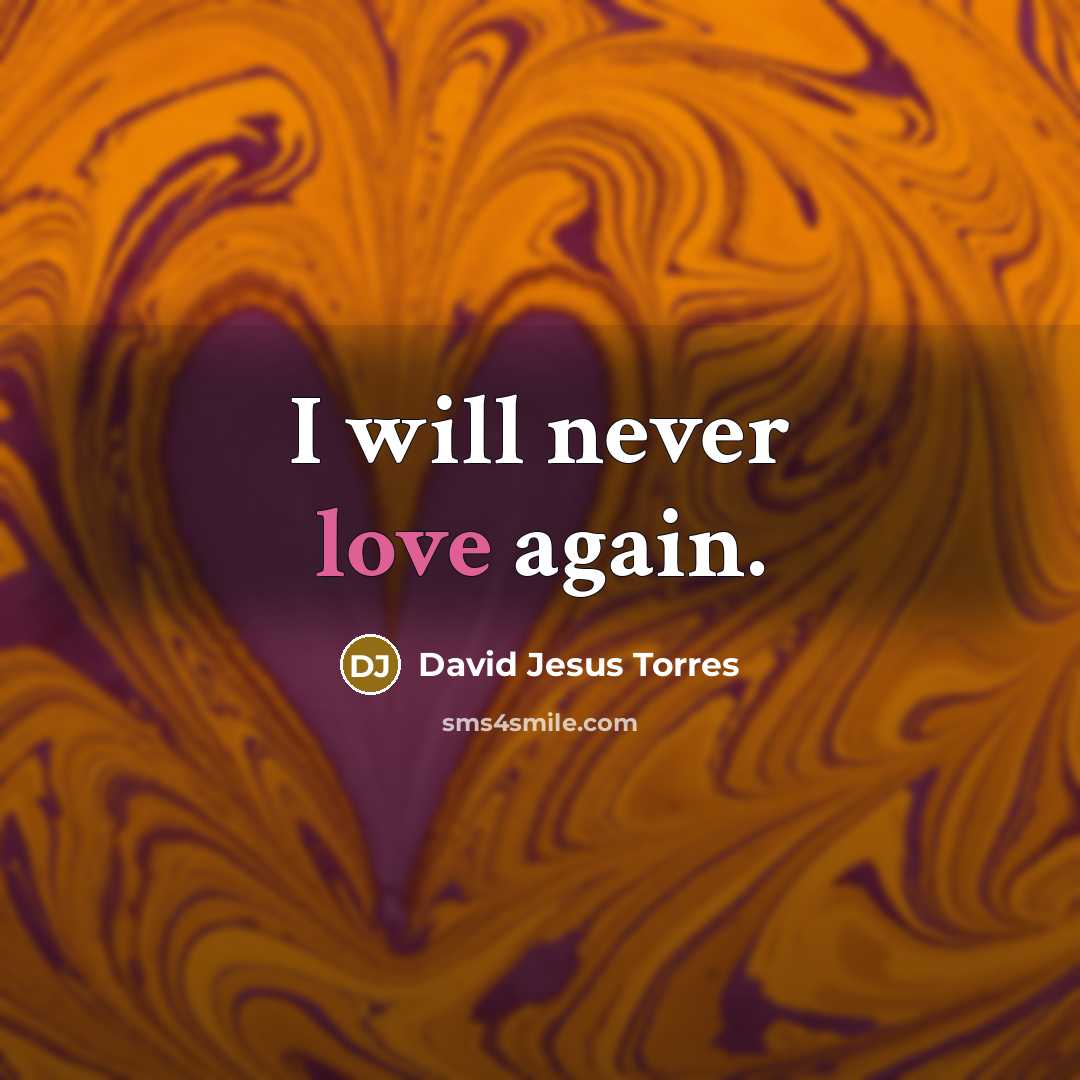 “I will never love again.” quote by David Jesus Torres