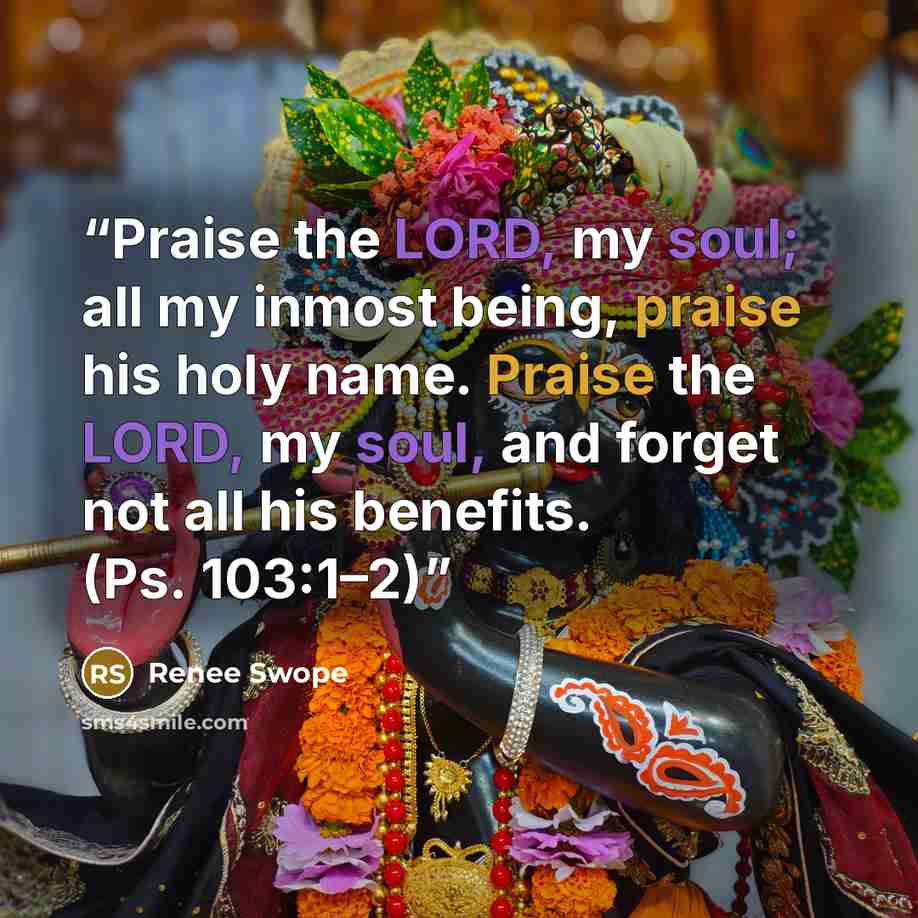 “Praise the LORD, my soul; all my inmost being, praise his holy name. Praise the LORD, my soul, and forget not all his benefits. (Ps. 103:1–2)” quote by Renee Swope