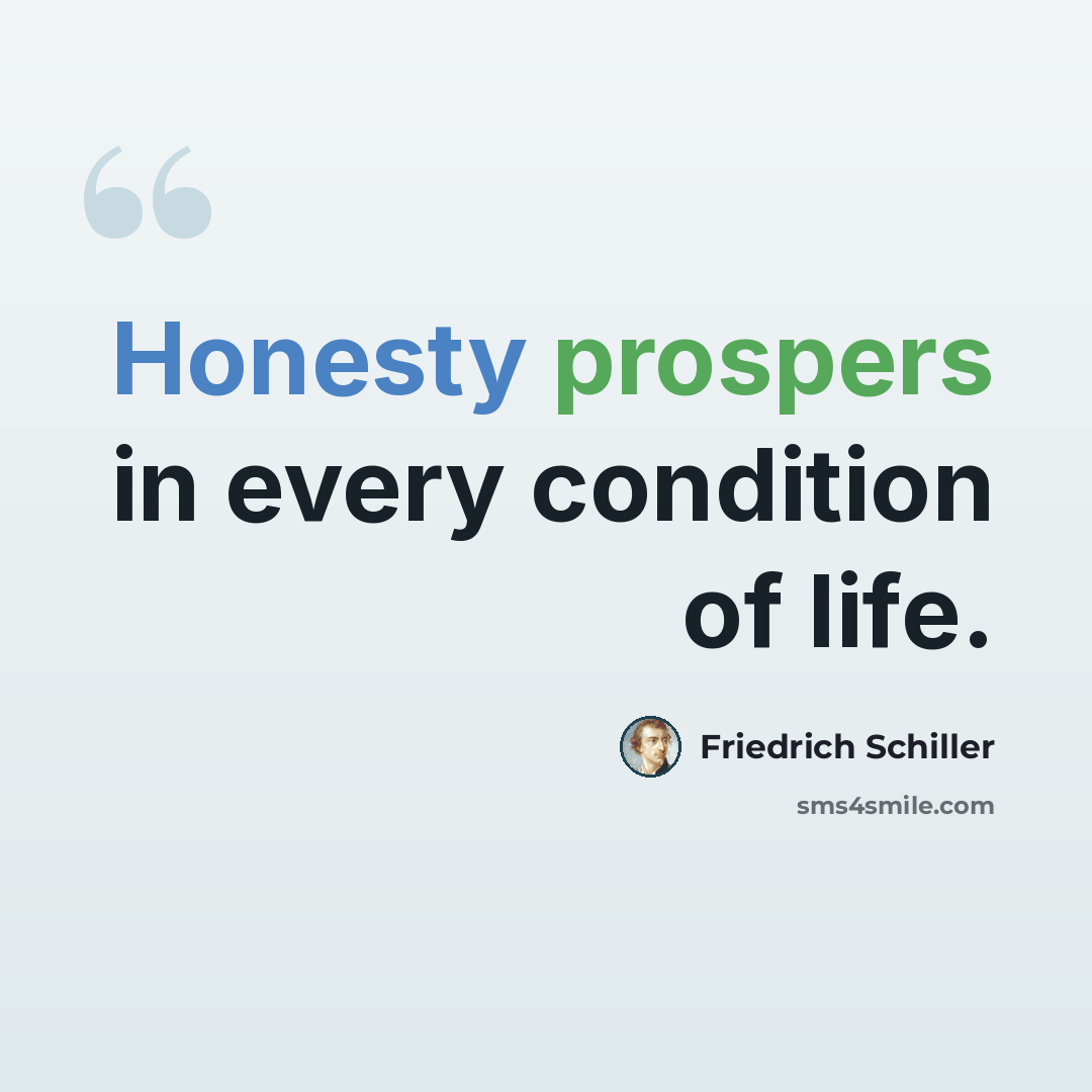 “Honesty prospers in every condition of life.” quote by Friedrich Schiller