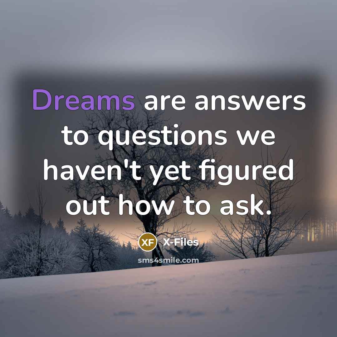 “Dreams are answers to questions we haven't yet figured out how to ask.” quote by X-Files