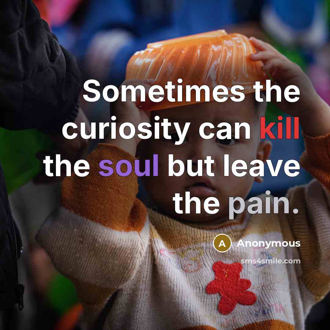 “Sometimes the curiosity can kill the soul but leave the pain.” quote by Anonymous