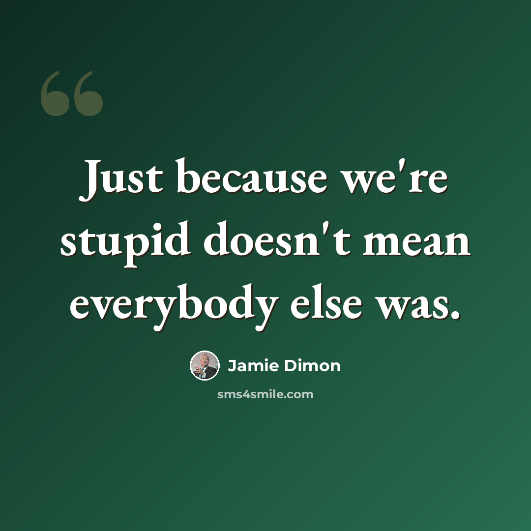 “Just because we're stupid doesn't mean everybody else was.” quote by Jamie Dimon