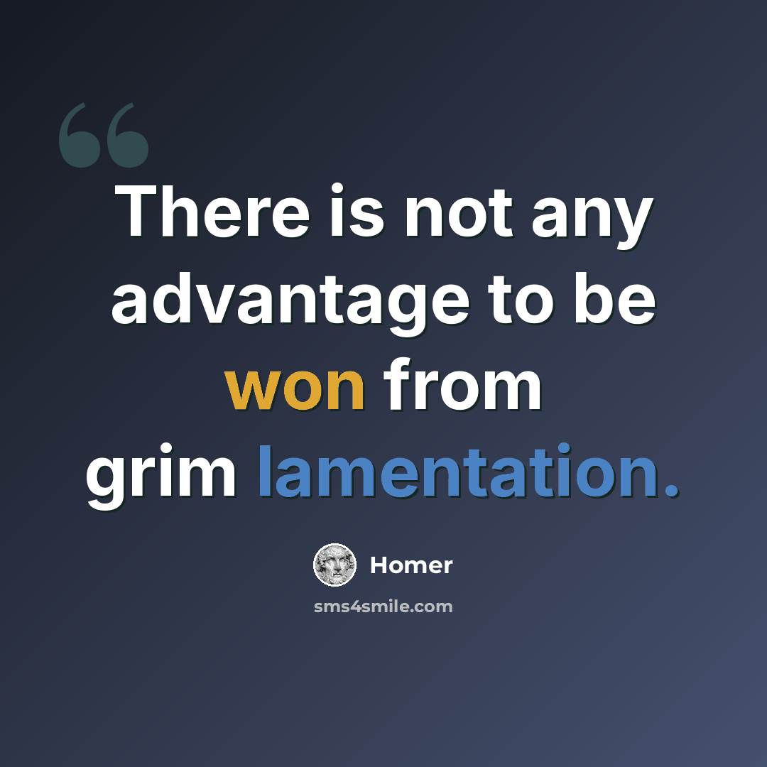 “There is not any advantage to be won from grim lamentation.” quote by Homer