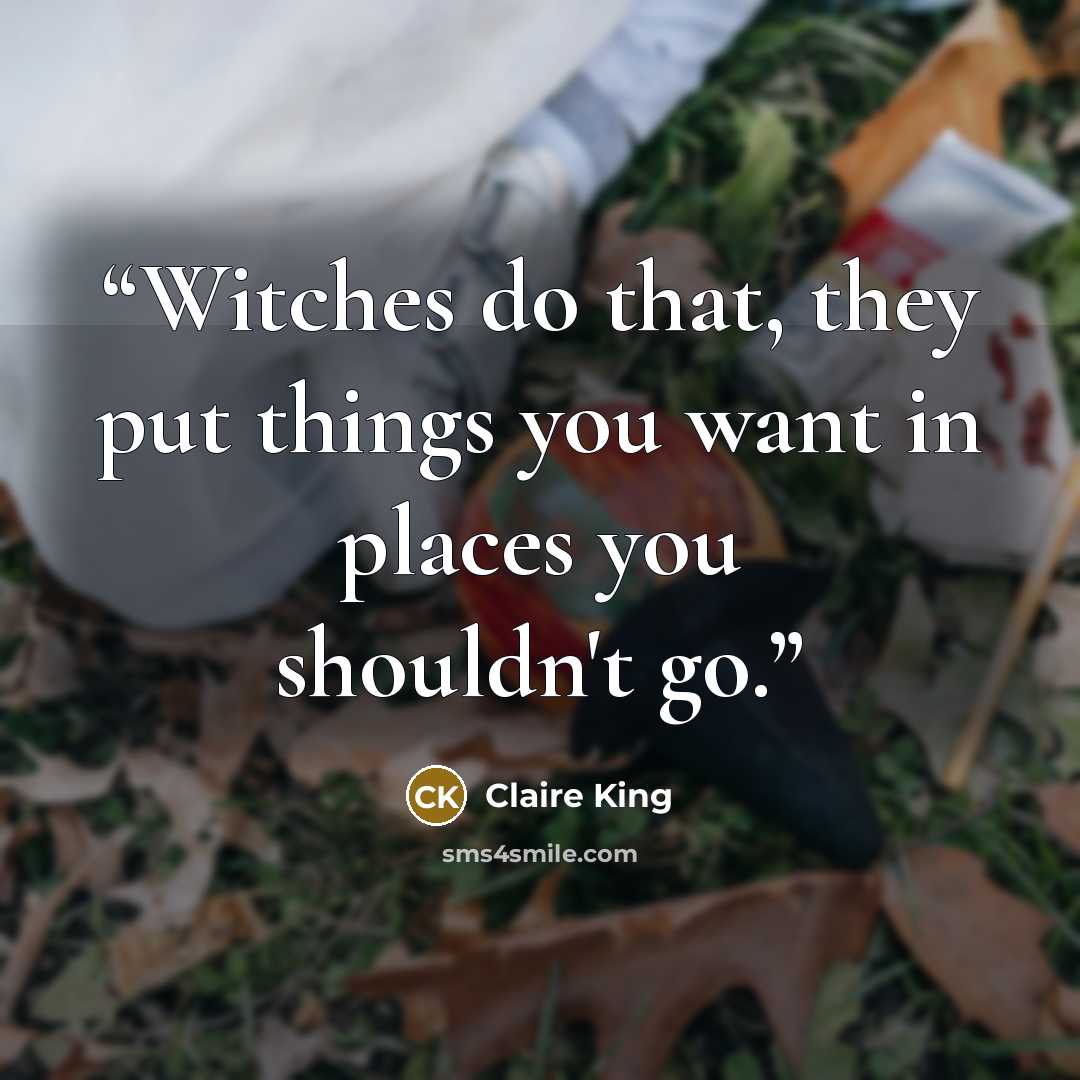 “Witches do that, they put things you want in places you shouldn't go.” quote by Claire King