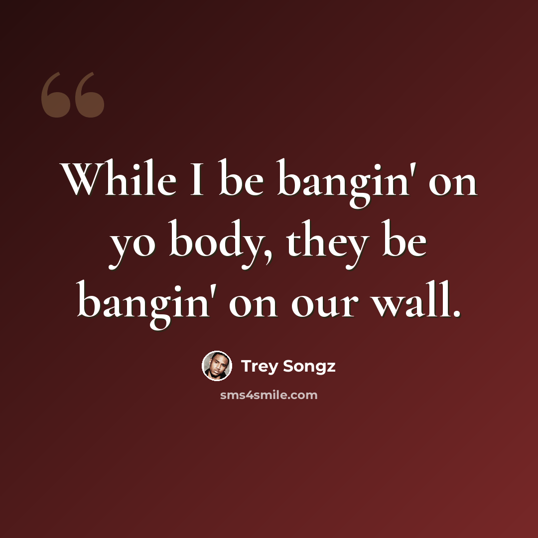 “While I be bangin' on yo body, they be bangin' on our wall.” quote by Trey Songz