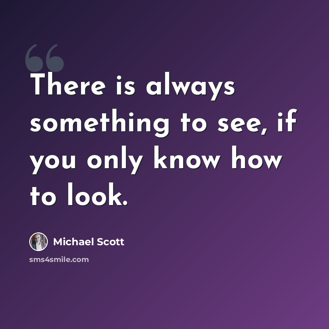 “There is always something to see, if you only know how to look.” quote by Michael Scott