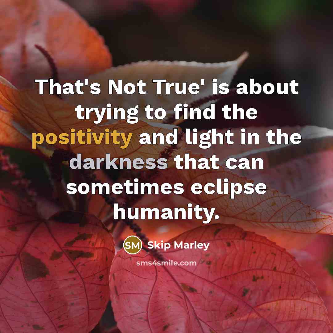 “That's Not True' is about trying to find the positivity and light in the darkness that can sometimes eclipse humanity.” quote by Skip Marley