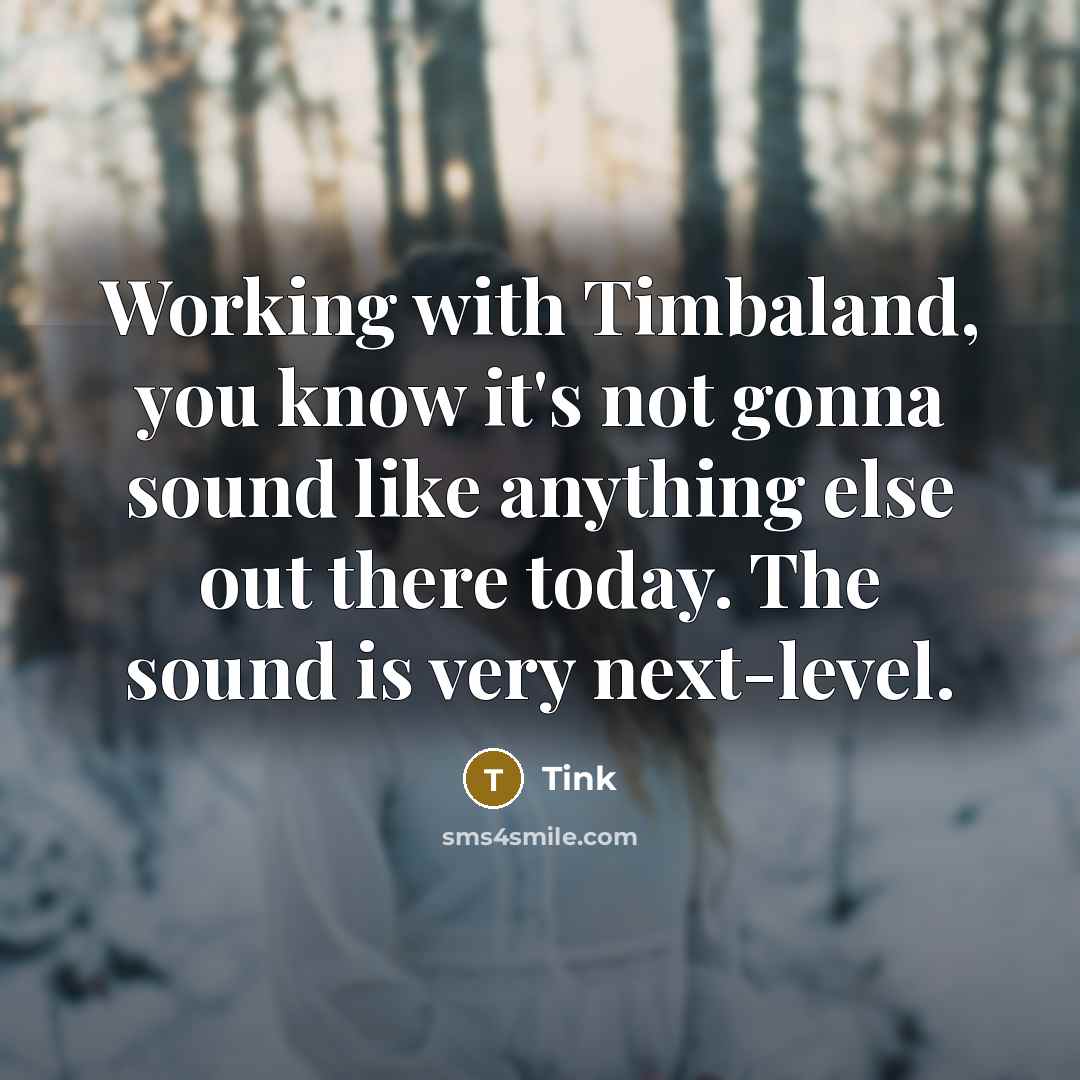 “Working with Timbaland, you know it's not gonna sound like anything else out there today. The sound is very next-level.” quote by Tink