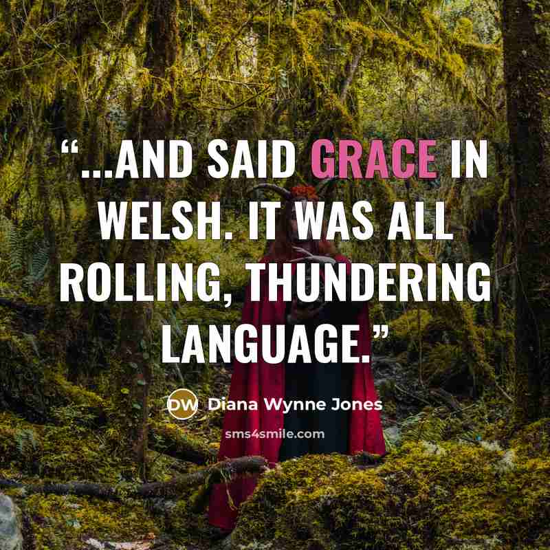 “...and said grace in Welsh. It was all rolling, thundering language.” quote by Diana Wynne Jones