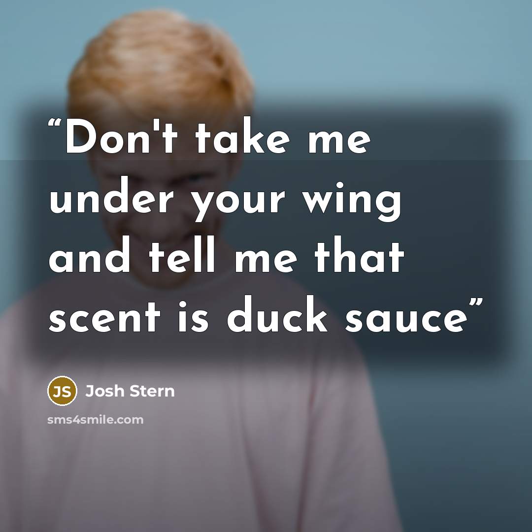 “Don't take me under your wing and tell me that scent is duck sauce” quote by Josh Stern