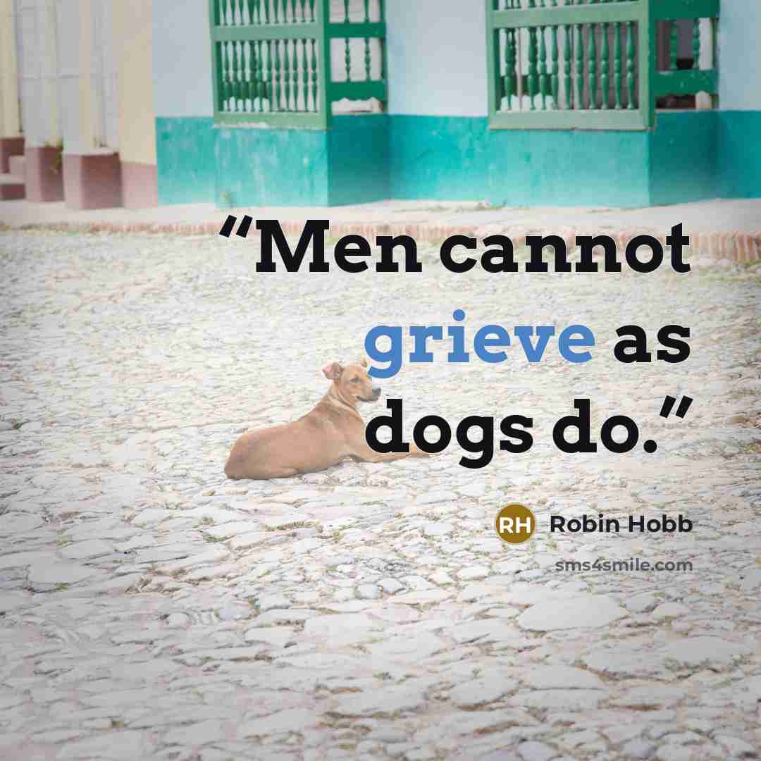 “Men cannot grieve as dogs do.” quote by Robin Hobb