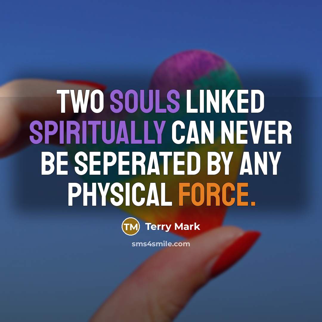 “Two souls linked spiritually can never be seperated by any physical force.” quote by Terry Mark