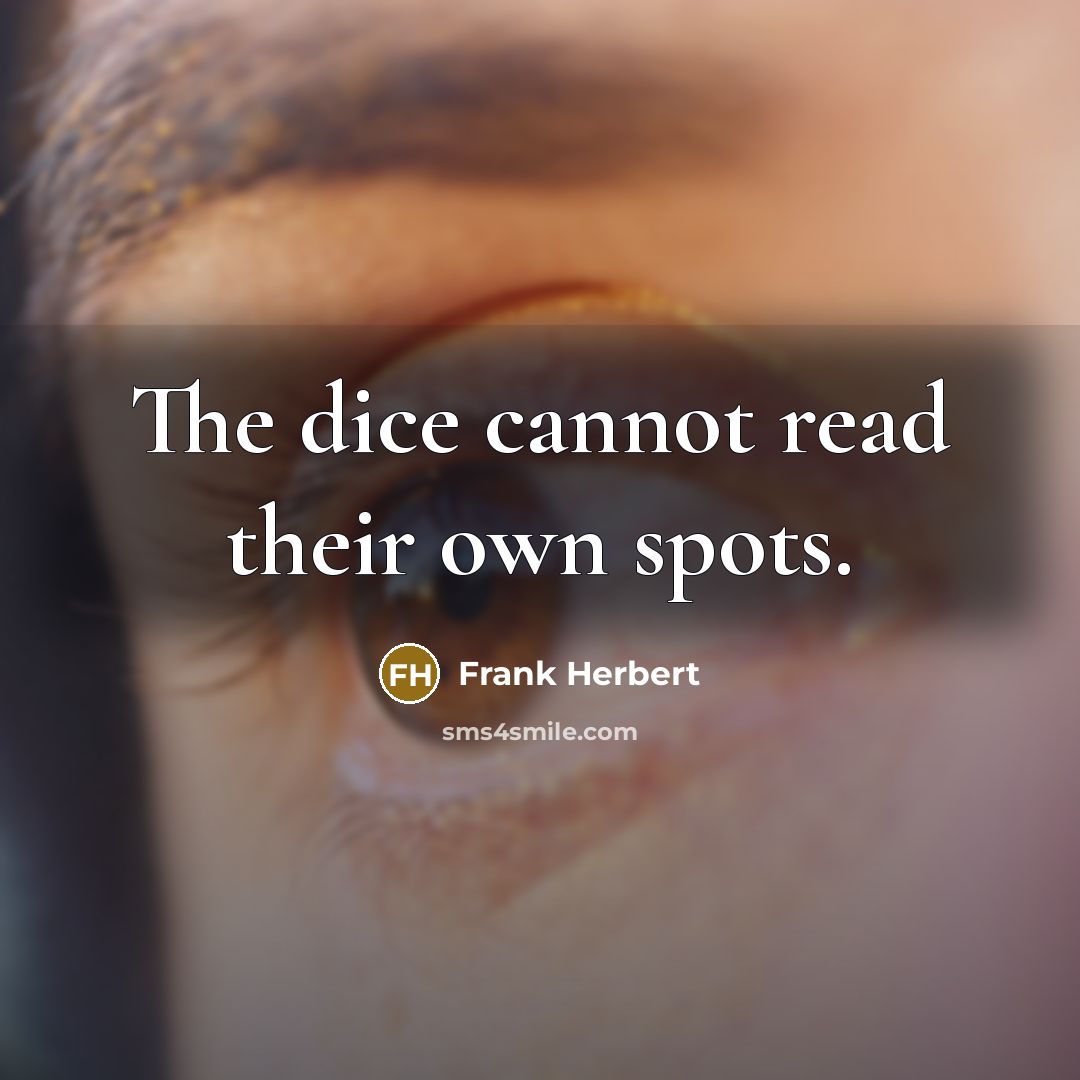 “The dice cannot read their own spots.” quote by Frank Herbert