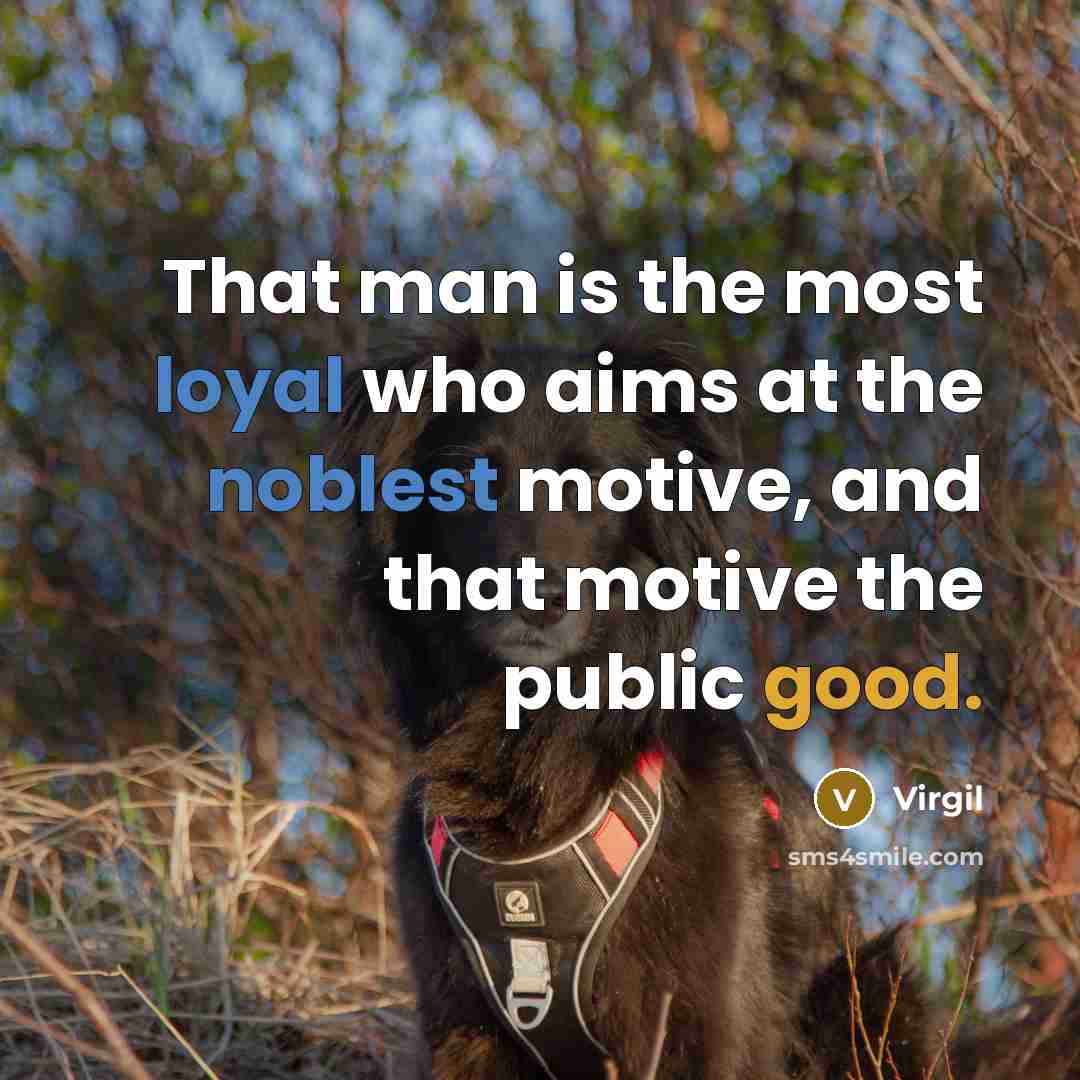 “That man is the most loyal who aims at the noblest motive, and that motive the public good.” quote by Virgil