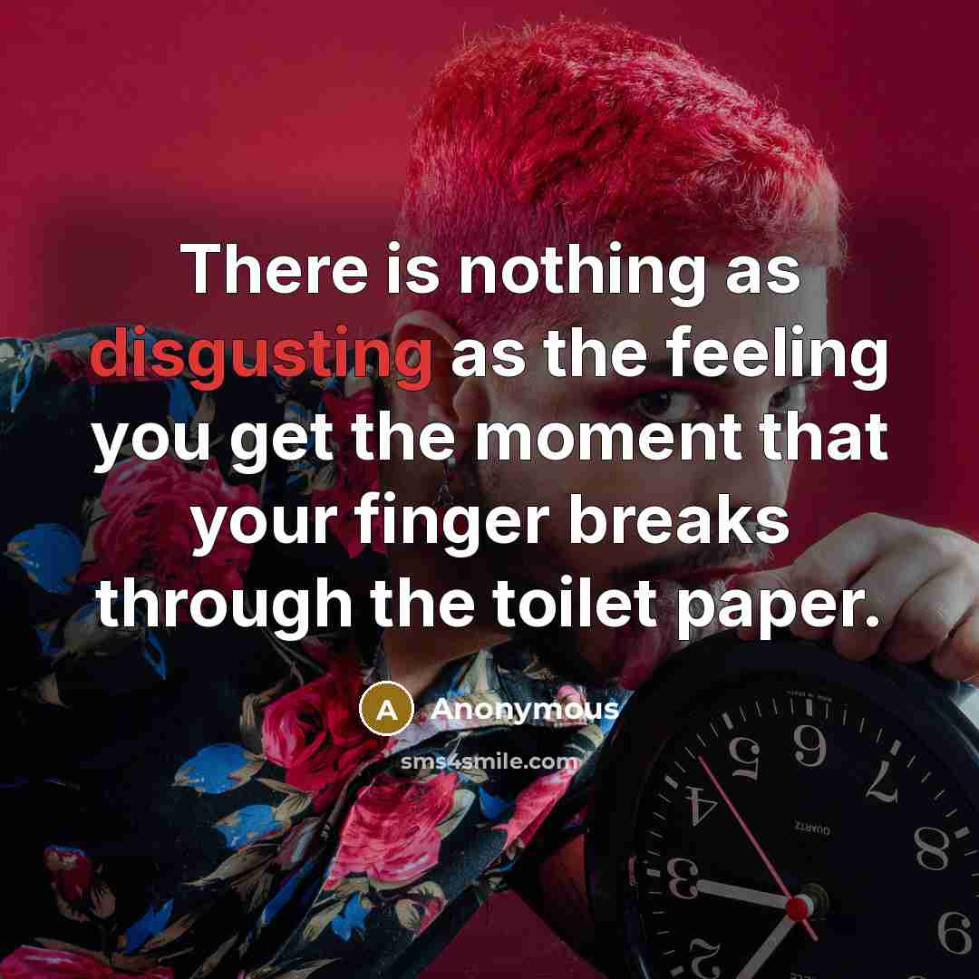 “There is nothing as disgusting as the feeling you get the moment that your finger breaks through the toilet paper.” quote by Anonymous