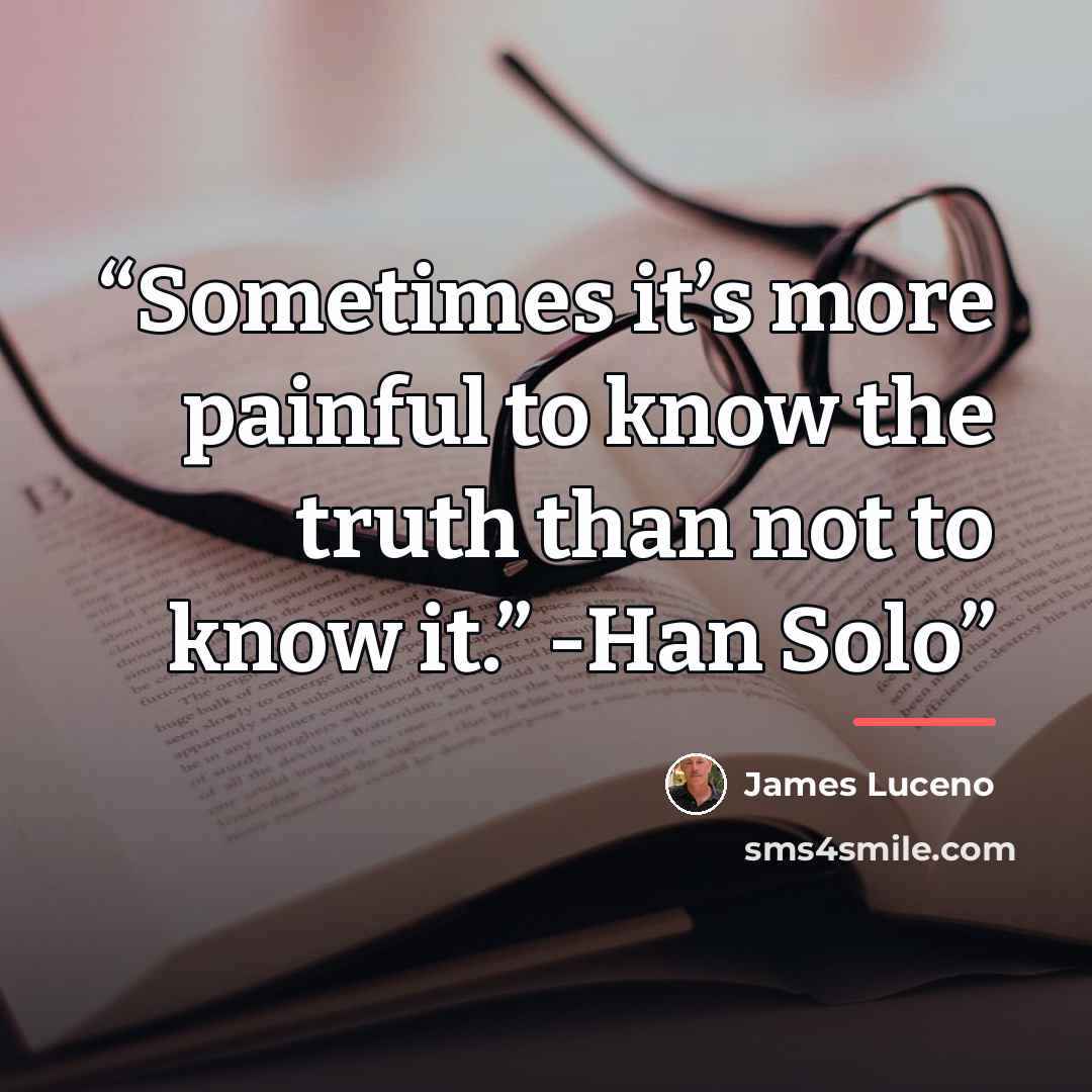 “Sometimes it’s more painful to know the truth than not to know it.” -Han Solo” quote by James Luceno