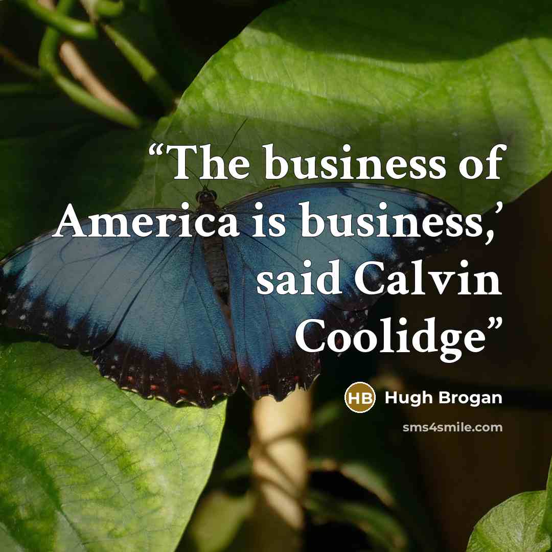 “The business of America is business,’ said Calvin Coolidge” quote by Hugh Brogan