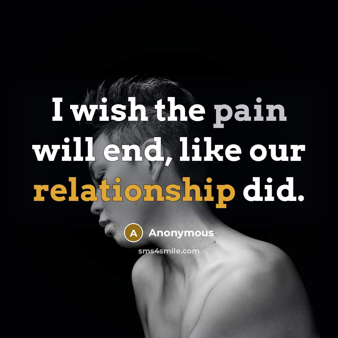 “I wish the pain will end, like our relationship did.” quote by Anonymous