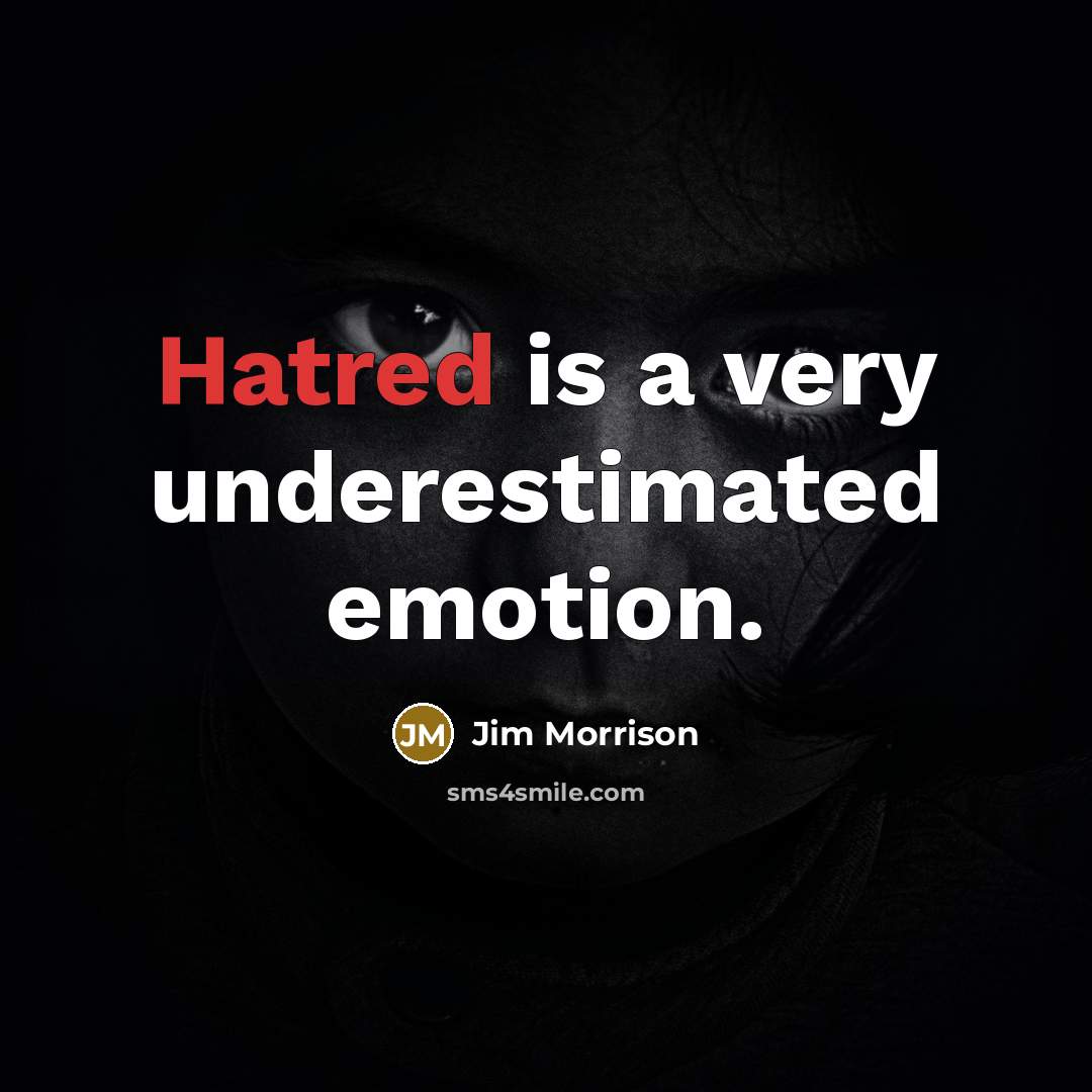 “Hatred is a very underestimated emotion.” quote by Jim Morrison
