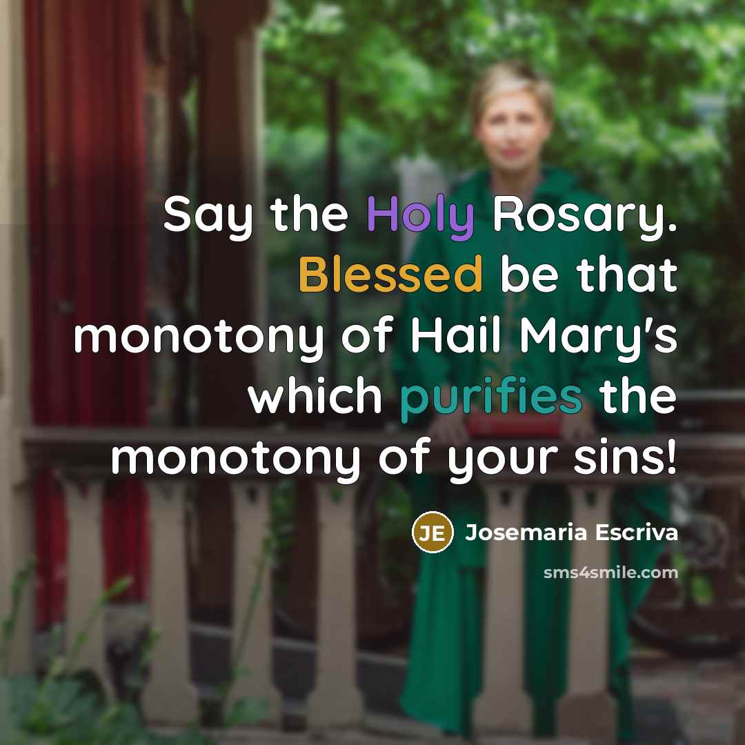 “Say the Holy Rosary. Blessed be that monotony of Hail Mary's which purifies the monotony of your sins!” quote by Josemaria Escriva