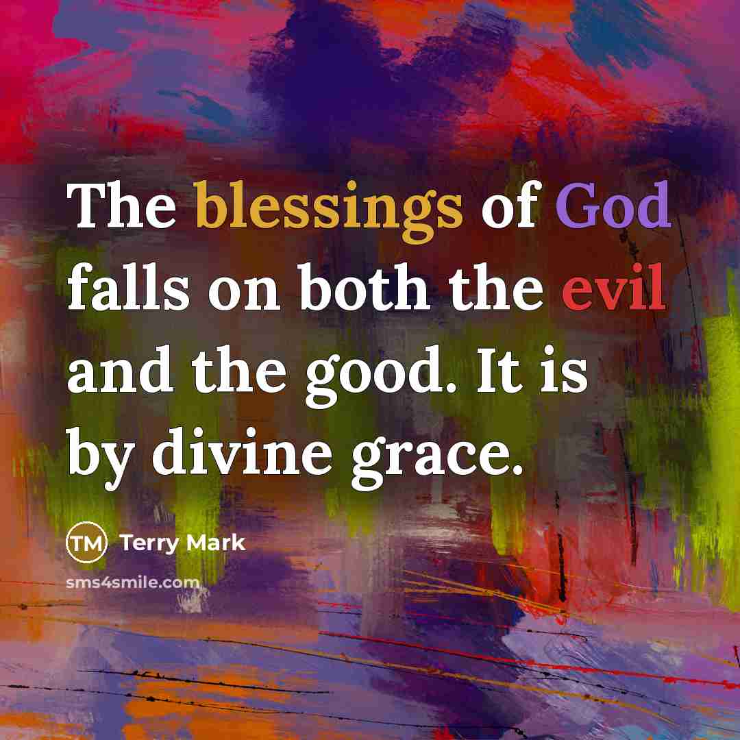 “The blessings of God falls on both the evil and the good. It is by divine grace.” quote by Terry Mark