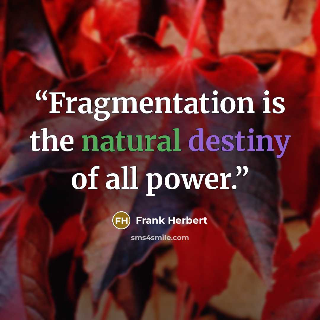“Fragmentation is the natural destiny of all power.” quote by Frank Herbert